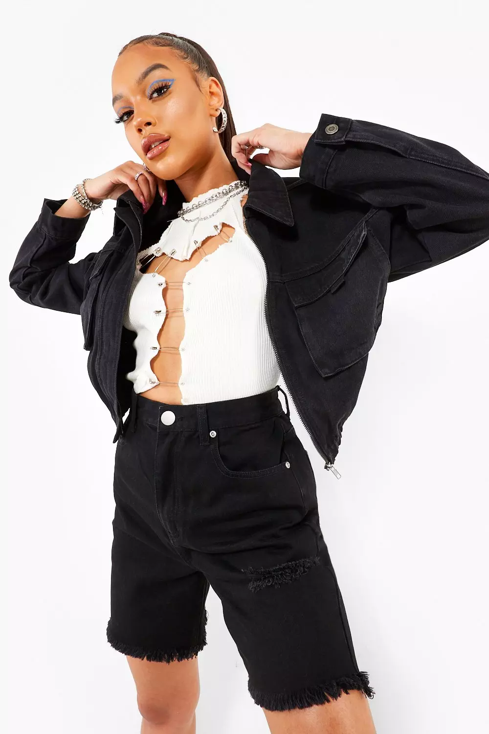 Boohoo denim utility sales jacket